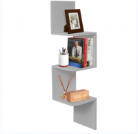 D'Topgrace 3 Tier Grey Wall Mount ZIGZAG Corner Shelves