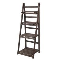 D'Topgrace 4 Tier Brown Folding Plant Pot Shelf Stand Display Ladder