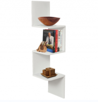 D&#039;Topgrace 3 Tier White Wall Mount ZIGZAG Corner Shelves