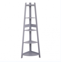 D'Topgrace 5-Tiered Grey Color Corner Bookshelf, Corner Ladder Shelf