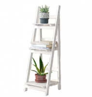 D'Topgrace 3 Tier White Color Folding Plant Pot Shelf Stand Display Ladder