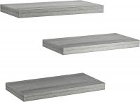 D&#039;Topgrace Set of 3 Grey Color Floating Shelves, Decor Shelf with Invisible Brackets