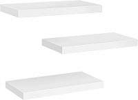 D&#039;Topgrace Set of 3 White Color Floating Shelves, Decor Shelf with Invisible Brackets