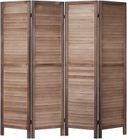 D&#039;Topgrace 4 Panel Brown Color Wooden Room Divider