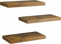 D'Topgrace Set of 3 Brown Color Floating Shelves, Decor Shelf with Invisible Brackets