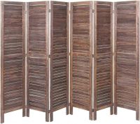 D'Topgrace 6 Panel Brown Color Wooden Room Divider
