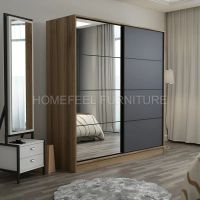 Modern 2 Mirror Doors Sliding Wardrobe Armoire
