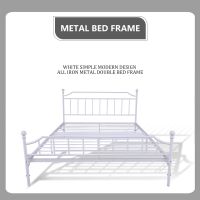 White Simple Modern Design All Iron Metal Double Bed Frame. Please Contact for Detailed Price