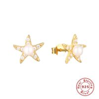 S925 Sterling silver starfish petals pearl earrings