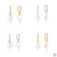 S925 Sterling Silver Baroque Shaped Pearl Earrings