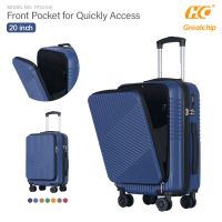 HTSJ-001 20 Inch Luggage with Front Zipper Pocket 45L Lightweight ABS Hardshell Suitcase Spinner Silent Wheels Business Trips 