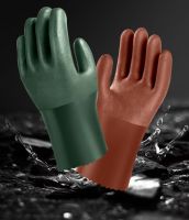 Comfortable inner lining plastic-coated gloves, wear-resistant and anti-slip, PVC chemical gloves,resistant to acids and alkalis