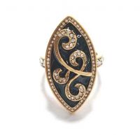 Vintage Black-Gold Swirl Diamond Ring