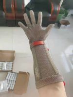 Anti microbacterial cut resistant F safety stainless steel wire mesh meat cut gloves