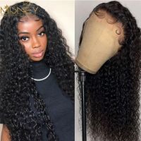 Human Hair Curly Wig Hand Tied Lace Frontal Wig