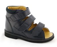Black Kids Leather Stability Orthopedic Shoes