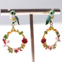 Factory Wholesale Modern Simplicity Cute Animal Peace Bird Real Gold Plated Drop Earrings