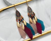 Wholesale Price Modern Feather Natural Fashion Earrings 