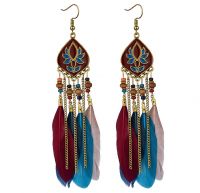 Wholesale Price Modern Feather Natural Fashion Earrings 