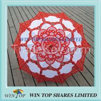 Chinese style bright red and white art parasol