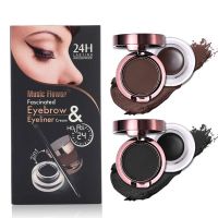 Music Flower Eyeliner Gel Eyebrow Powder Waterproof Brown And Black With Brush Mirror Kit