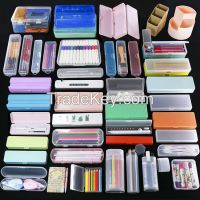 Pencil Case Plastic School Stationery Box Crayon Marker Pen Holder