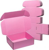 Factory Wholesale Front Lock Mailer Corrugated Paper Shipping Boxes In Double Sides Pink Color