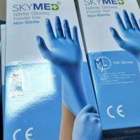 SKYMED Disposable blue Nitrile Gloves Powder free sanitary gloves solvent resistant gloves laboratory glove