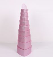 Heart shaped glitter paper gift box set of 10 pieces